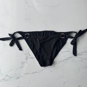 Victoria's Secret Black & Gold Hardware String Bikini Bottoms | S/P